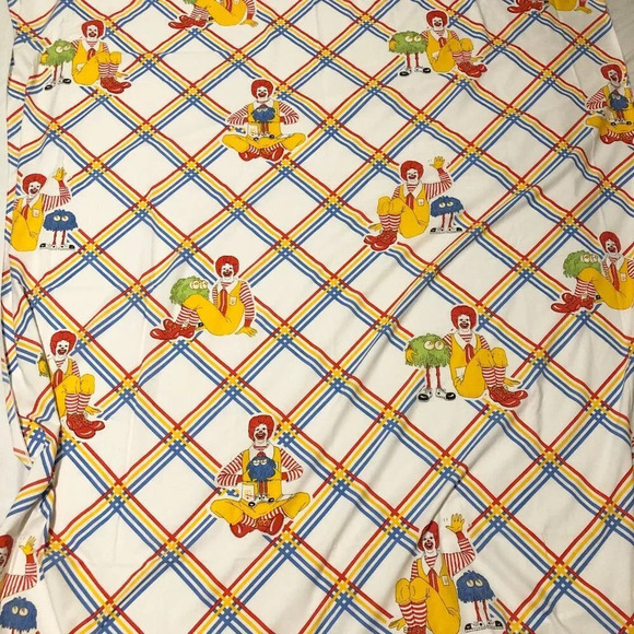 Vintage 1978 McDonalds Flat and Fitted Twin Bed Sheet Ronald McDonald - Picture 12 of 16